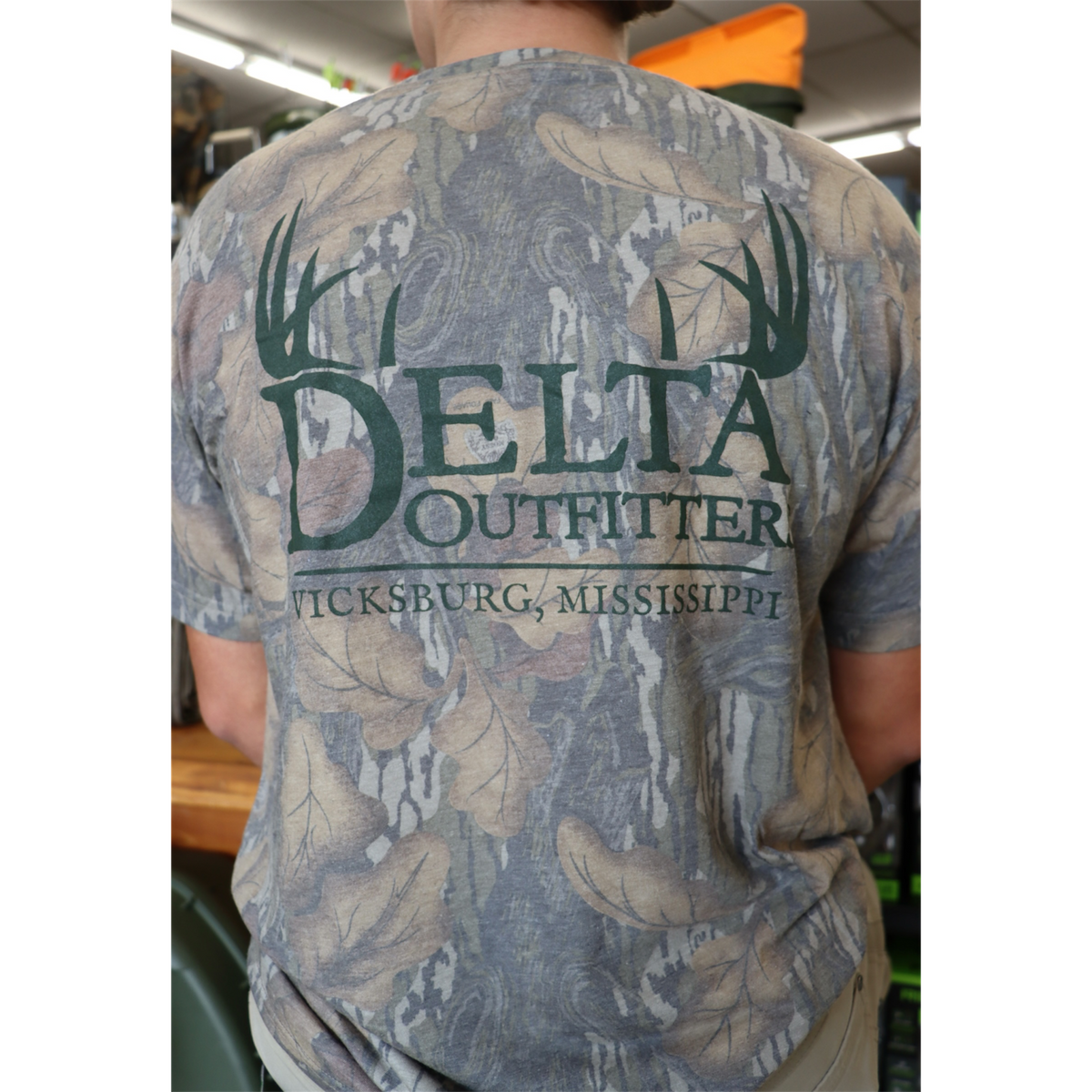 Delta Instruments Logo Delta Outfitters Mossy Oak Fall Foliage Short Sleeve T-Shirt